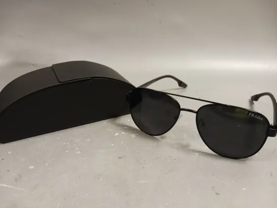 PRADA BLACK FRAMED AVIATOR SUNGLASSES 