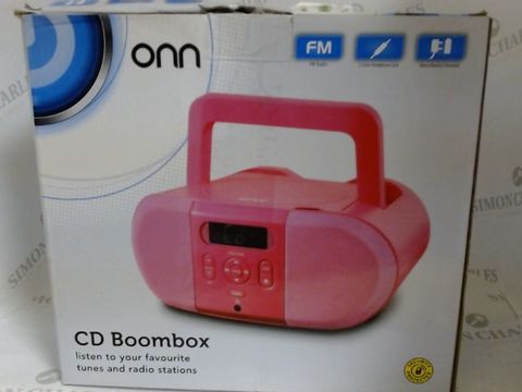 ONN CD BOOMBOX PINK - BATTERY / MAINS OPERATED