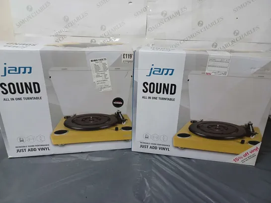 2 BOXED JAM "SOUND" ALL IN ONE TURNTABLES