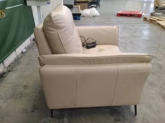 QUALITY ITALIAN DESIGNER BOLZANO ELECTRIC RECLINER CHAIR - BEIGE LEATHER