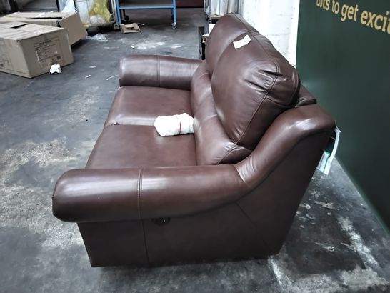 QUALITY 2 SEATER BROWN FAUX LEATHER RECLINER SOFA 