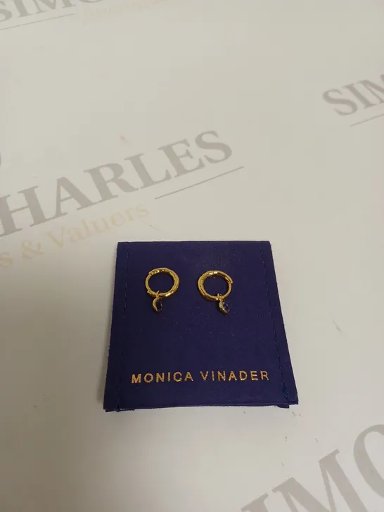 MONICA VINADER GOLD HOOP BLUE STONE EARRINGS 