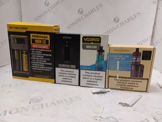 APPROXIMATELY 20 BOXED E-CIGARETTES TO INCLUDE VOOPOO DORIC 60  , VOOPOO DRAG H40 , INNOKIN COOLFIRE , ETC 