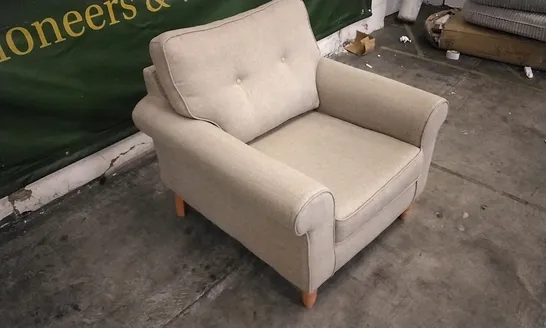 QUALITY DESIGNER BEIGE FABRIC ARMCHAIR 