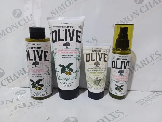 KORRES 4 PIECE PURE GREEK OLIVE COMPLETE BODYCARE COLLECTION