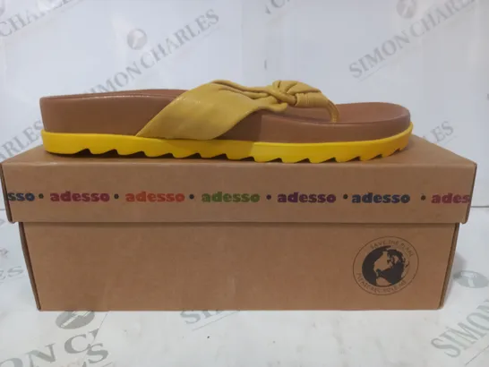 BOXED PAIR OF ADESSO TOE POST SANDALS IN YELLOW EU SIZE 40