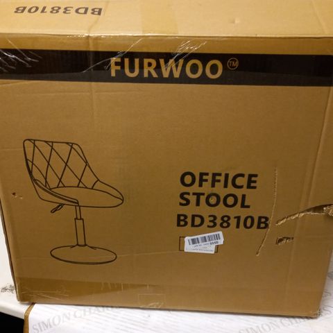 BOXED FURWOO BLACK LEATHER EFFECT OFFICE STOOL