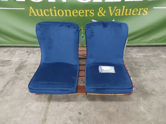 SET OF 2 ROCCO DINING CHAIRS IN ROYAL BLUE VELVET WITH CHROME LEGS