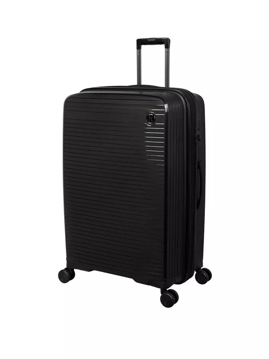 IT LUGGAGE SPONTANEOUS BLACK LARGE EXPANDABLE HARDSHELL 8 WHEEL SUITCASE