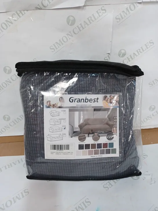 GRANBEST 1-PIECE SOFA COVER FOR 3-SEATER SOFA IN CHARCOAL GREY 