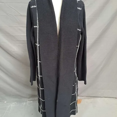 RUTH LANGSFORD LONG RIB CARDIGAN IN BLACK SIZE M