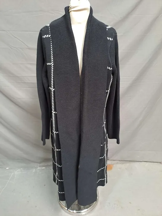 RUTH LANGSFORD LONG RIB CARDIGAN IN BLACK SIZE M