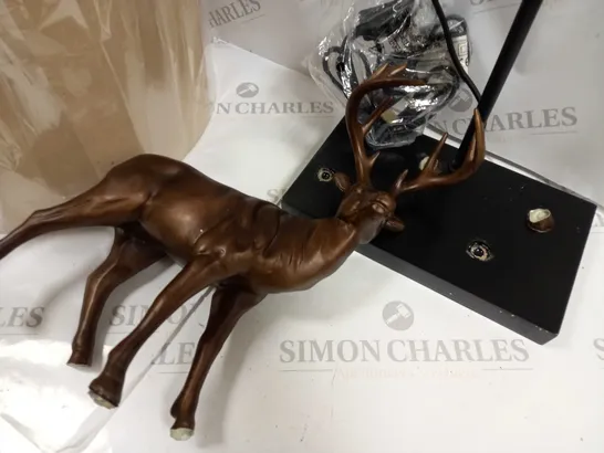 BOXED ALISON CORK ANIMAL TABLE LAMP - BRASS STAG