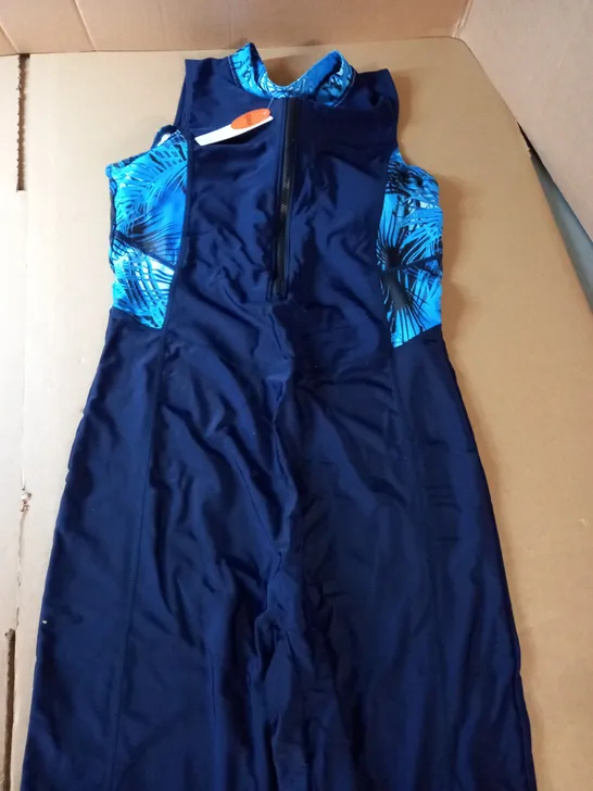 AONIHUA BLUE ZIP UP FULL LENGTH SWIMSUIT 