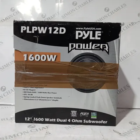 BOXED PYLE POWER PLPW12D 12" 1600 WATT DUAL 4 OHM SUBWOOFER