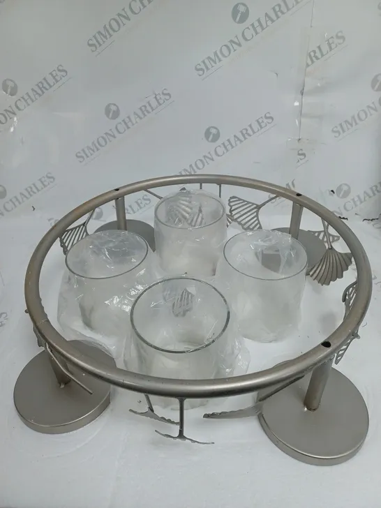 ALISON CORK GINKO CENTREPIECE CANDLE HOLDER - SILVER