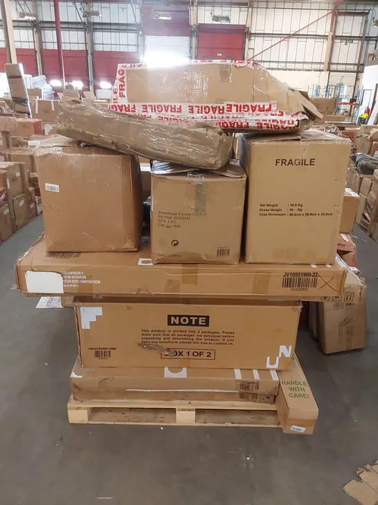 PALLET OF ASSORTED HOUSEHOLD PRODUCTS AND INCOMPLETE BOXED FURNITURE 