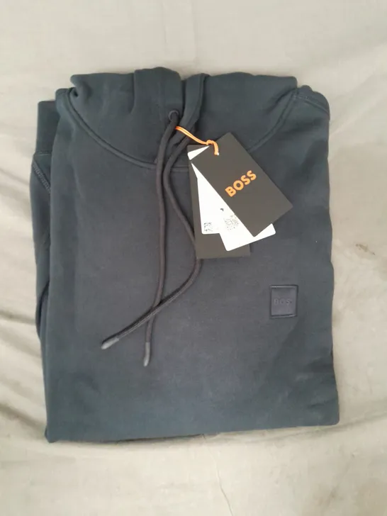 BOSS HOODIE IN NAVY SIZE LARGE