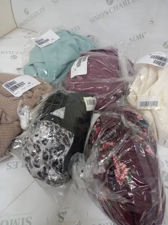 BOX OF APPROXIMATELY 10 ASSORTED CLOTHING ITEMS TOPS, TURTLENECK, PANTS ETC