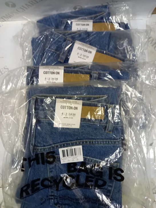 BOX OF 4 COTTON:ON MOM JEANS - UK 6