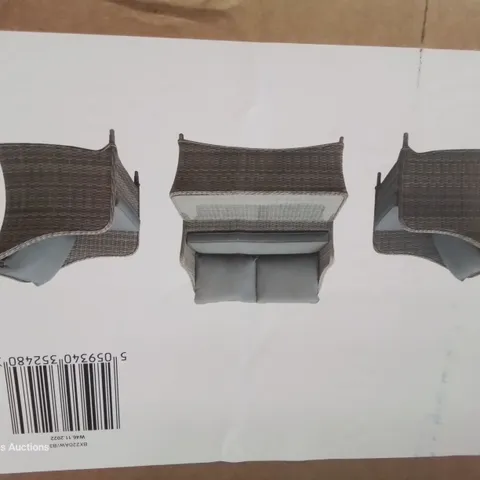 BOXED GOODHOME HAMILTON WICKER COFFEE SET ( BOX 1 OF 2 ONLY, SOFA & TABLE)