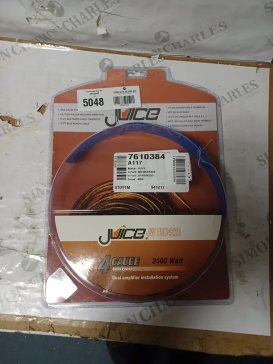 JUICE CAR AUDIO JWTRU422D 2500W 4 GAUGE TWIN AMPLIFIER WIRING KIT