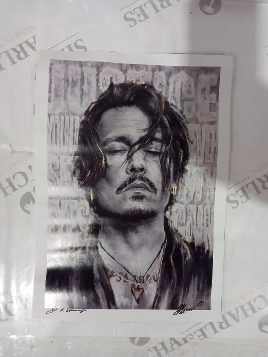 SIGNED JOHNNY DEPP ART PRINT