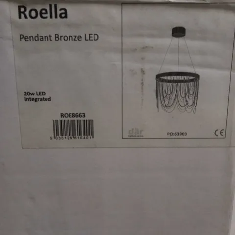 BRAND NEW DAR ROE8663 ROELLA LED 1 LIGHT CEILING PENDANT LIGHT IN BRONZE