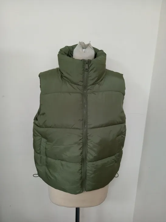 WOMENS ZIPPED KHAKI PADDED GILET SIZE 10