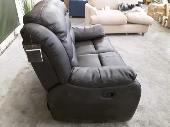 QUALITY DESIGNER ROTHBURY 2 SEATER MANUAL RECLINER SOFA - BLACK LEATHER