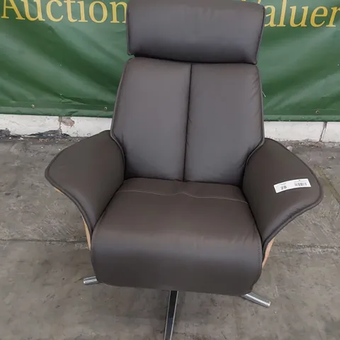 QUALITY BRITISH DESIGNER G PLAN OSLO POWER RECLINING SWIVEL CHAIR CAMBRIDGE EARTHY LEATHER 