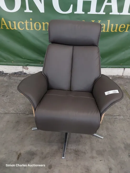 QUALITY BRITISH DESIGNER G PLAN OSLO POWER RECLINING SWIVEL CHAIR CAMBRIDGE EARTHY LEATHER 