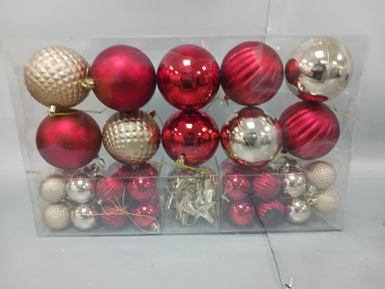 BOXED PACK OF 50 RED & GOLD BAUBLES 