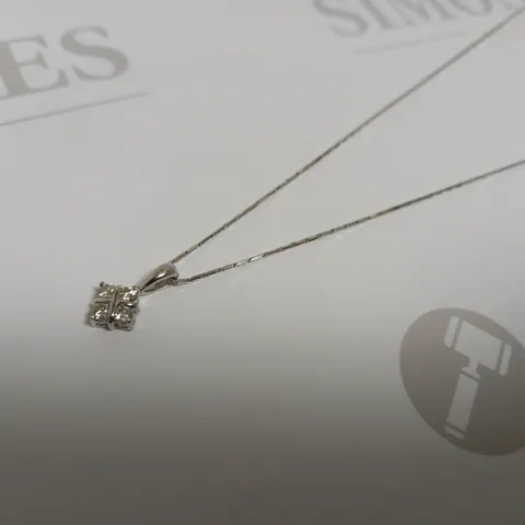 DESIGNER 18CT WHITE GOLD DIAMOND SET PENDANT ON A CHAIN