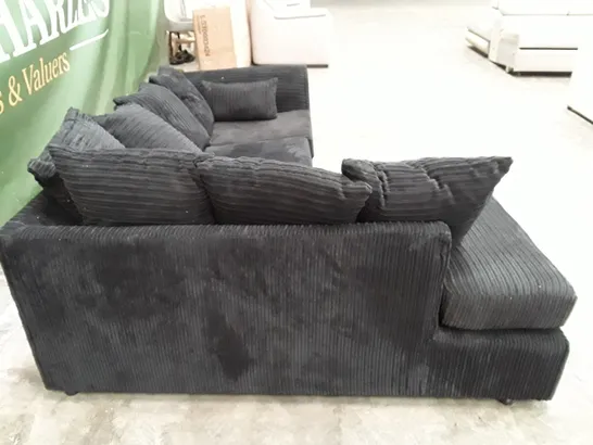 QUALITY DESIGNER DUVERNAY CORNER SOFA - BLACK JUMBO CORD FABRIC 