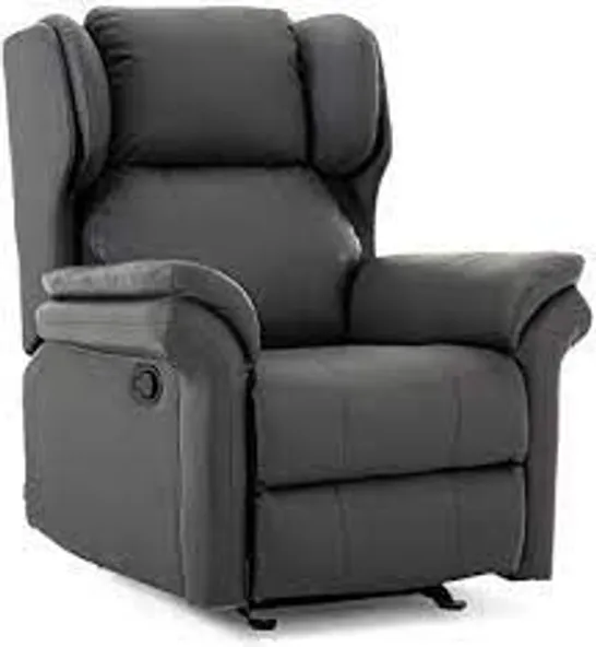 BOXED OAKFORD GREY FAUX LEATHER RISE RECLINER ARMCHAIR (2 BOXES) RRP £499.99