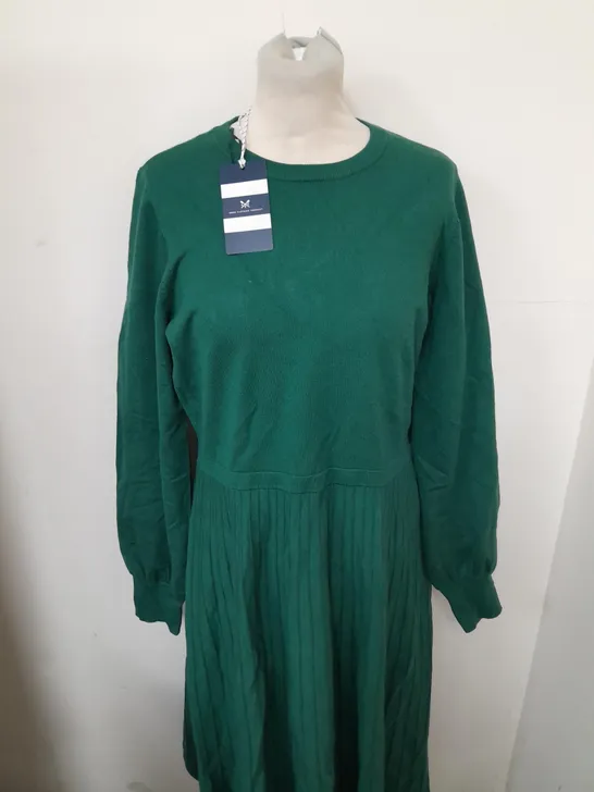 CREW CLOTHING COMPANY PLEATED SCALLOP EDGE FIT DRESS SIZE 14