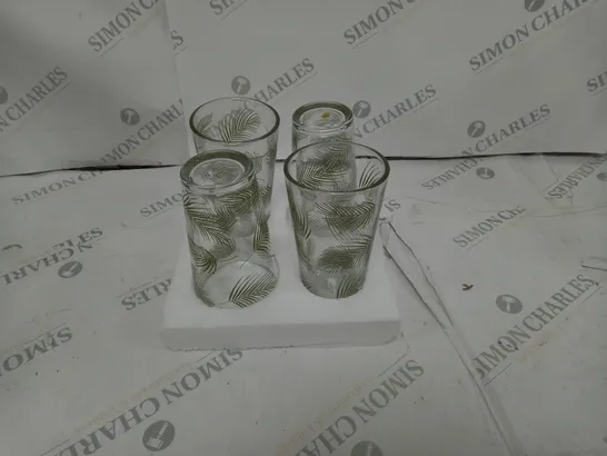 SET OF 4 LEAF DETAILED GLASSES 