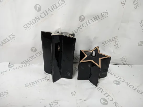 HOME REFLECTIONS CERAMIC STAR PRE-LIT CANDLES - BLACK