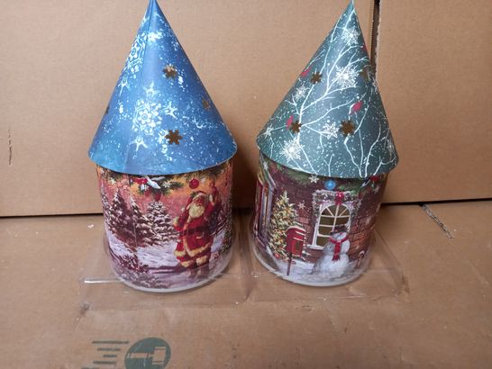 FESTIVE SET OF 2 PRELIT CHRISTMAS SCENE FAIRY HOUSES