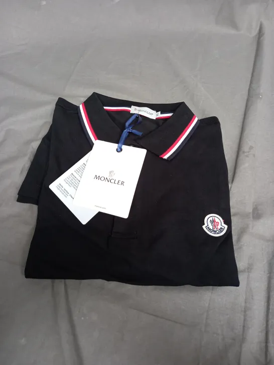 MONCLER BLACK POLO SHIRT - XL