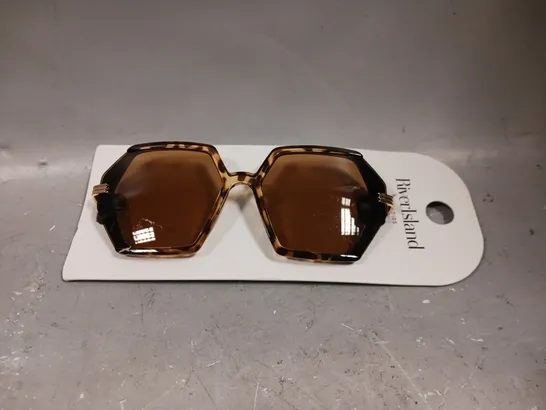 RIVER ISLAND HEXAGON BROWN SUNGLASSES 