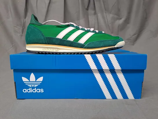 BOXED PAIR OF ADIDAS SL 72 OG SHOES IN GREEN/WHITE UK SIZE 6.5