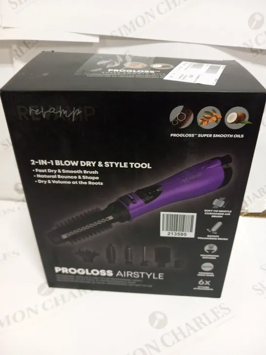 BOXED REVAMP 2 IN1 BLOW DRY AND STYLE PROGLOSS AIRSTYLE PROFESSIONAL 1200W AIR STYLER