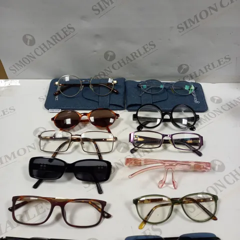 BOX OF APPROXIMATELY 15 ASSORTED EYE & SUNGLASSES IN VARIOUS STYLES	