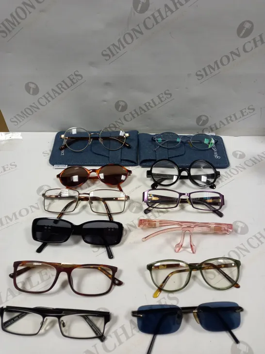 BOX OF APPROXIMATELY 15 ASSORTED EYE & SUNGLASSES IN VARIOUS STYLES	