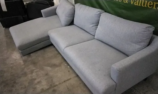 DESIGNER LIGHT GREY FABRIC L-SHAPE CORNER SOFA (LEG MISSING)