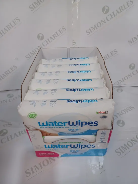 BOX TO CONTAIN 12 X PACKS OF WATERWIPES SENSITIVE NEWBORN BIODEGRADABLE UNSCENTED BABY WIPES, 60 WIPES PER PACK // EXP 07/24