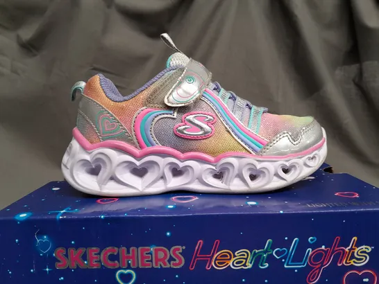 BOXED SKECHERS HEART LIGHTS RAINBOW LUX TRAINERS - UK 11.5 KIDS