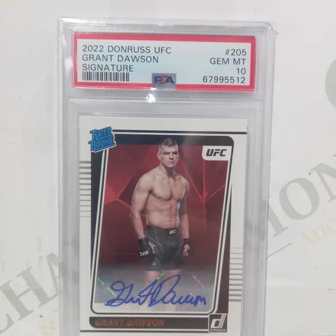 SIGNED, FRAMED, AND GRADED PANINI UFC COLLECTIBLE TRADING CARD - GRANT DAWSON (2022 DONRUSS UFC)